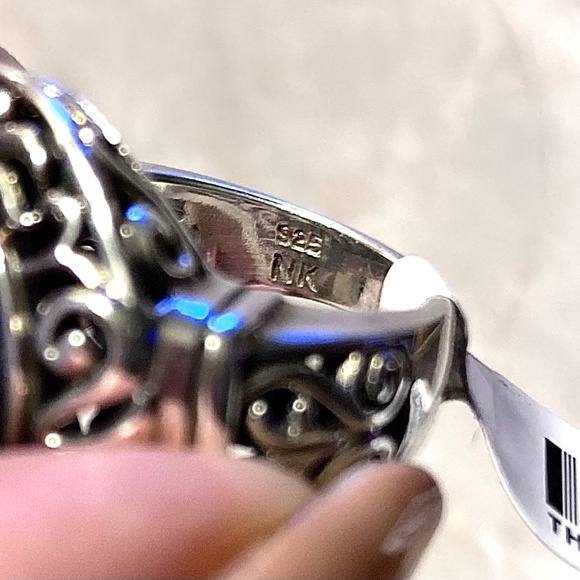 JTV 5.00ct Lapis Lazuli Cabochon 925 Sterling Silver Filigree Ring Size 5.75 - Picture 16 of 16